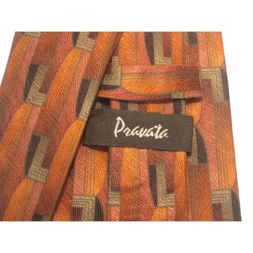 NWOT Pravata  Gray/Bronze 100% Silk Abstract Design Necktie